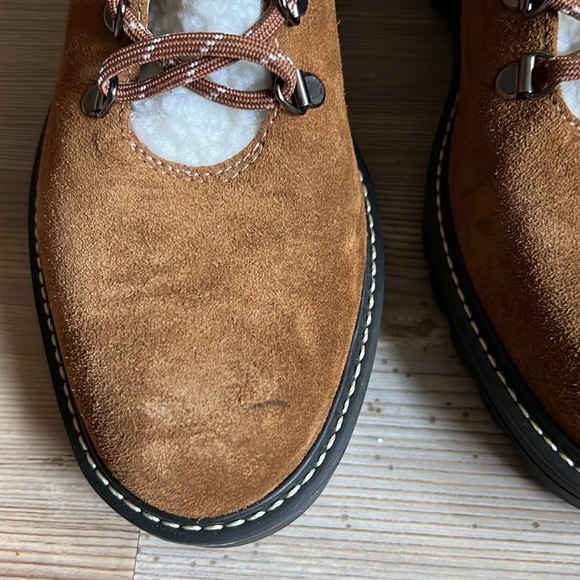 Bernardo Dash Hiker Boots Shearling Suede Brown New - Picture 8 of 12